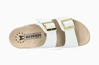 Hester White Patent Gold Buckle Slide Sandal