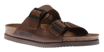 Nerio Scratch Brown Leather Slide Sandal