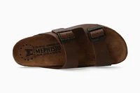 Nerio Scratch Brown Leather Slide Sandal