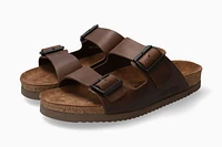 Nerio Scratch Brown Leather Slide Sandal