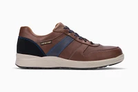 Vito Chesnut Brown Navy Leather Lace-Up Sneaker