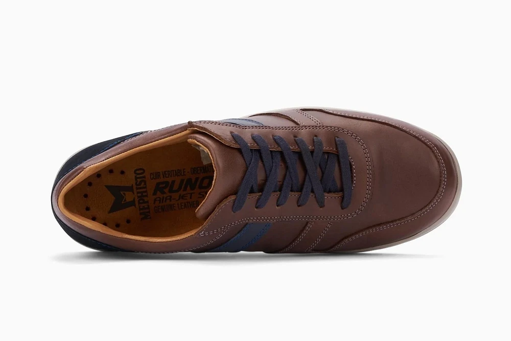 Vito Chesnut Brown Navy Leather Lace-Up Sneaker