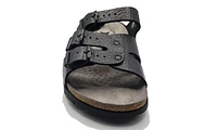 Zach Unisex Black Leather Slide Sandal