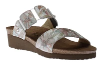 Ashley White Floral Leather Slide Sandal