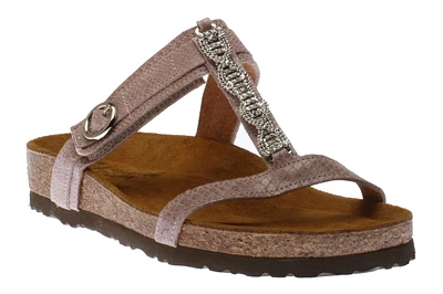 Malibu Pink Snakeskin Leather Rhinestone Slide Sandal