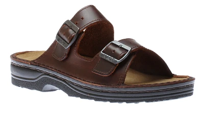 Mikael Buffalo Brown Leather Slide Sandal