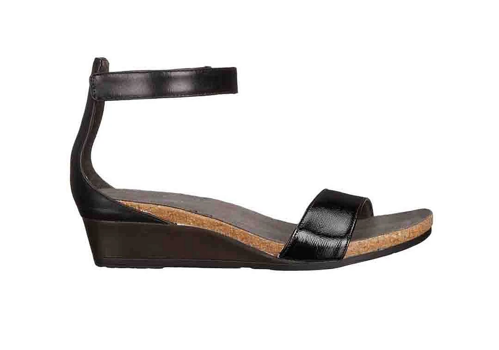 Pixie Black Leather Wedge Sandal