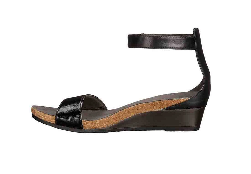 Pixie Black Leather Wedge Sandal