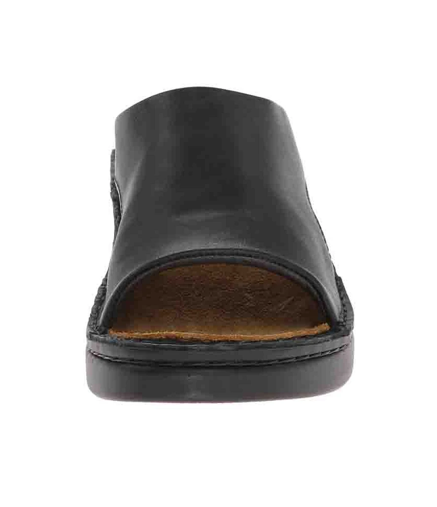 Rome Black Leather Slide Sandal