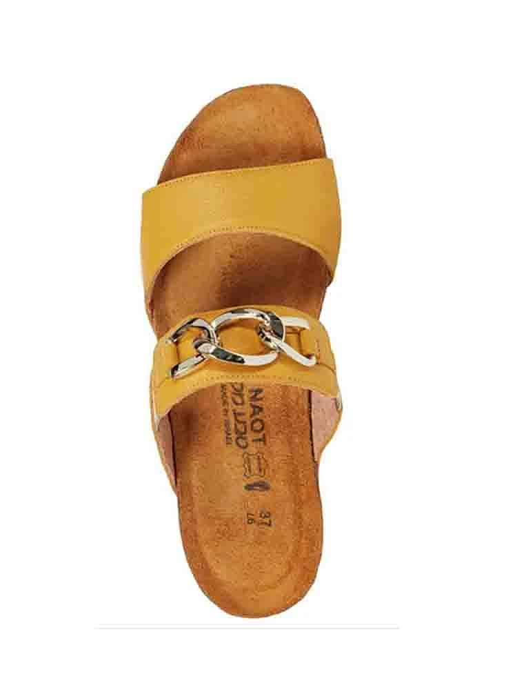 Victoria Marigold Yellow Leather Embellished Slide Sandal