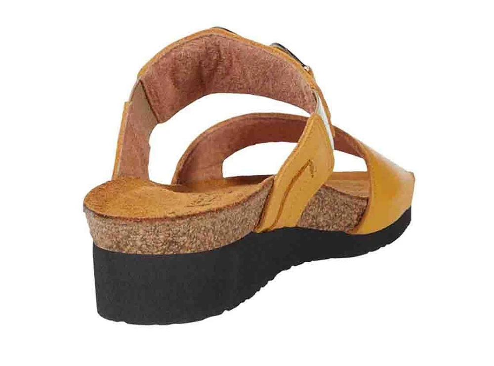 Victoria Marigold Yellow Leather Embellished Slide Sandal