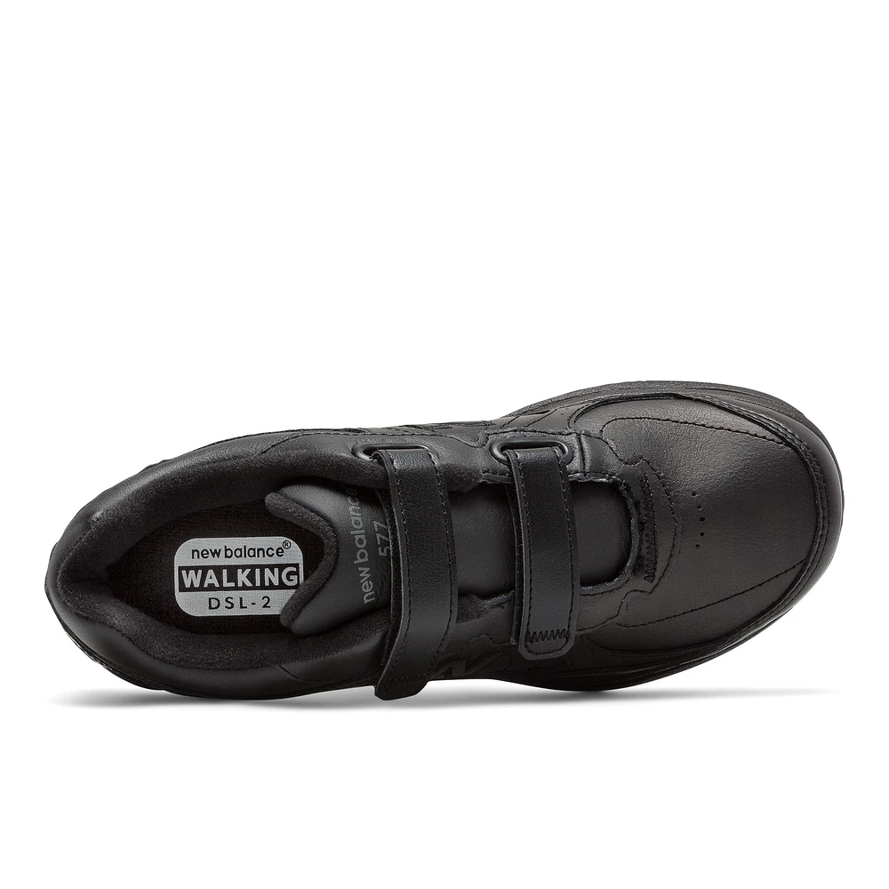 WW577VK Black Leather Velcro Walking Shoe