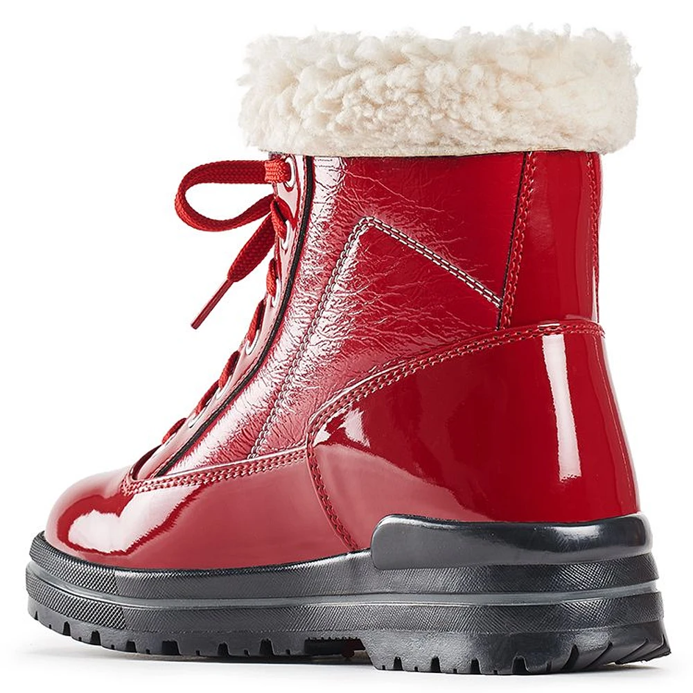 Rimini Lace-Up Red Patent Winter Ankle Boot