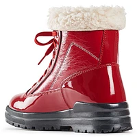 Rimini Lace-Up Red Patent Winter Ankle Boot