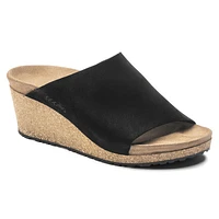 Namica Black Suede Leather Slide Wedge Sandal