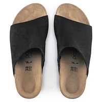 Namica Black Suede Leather Slide Wedge Sandal