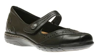 Petra Black Leather Mary Jane Flat