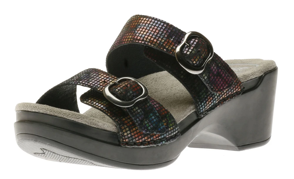 Sophie Black Stained Glass Leather Slide Sandal