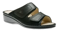 Jamaica Black Leather Slide Wedge Sandal