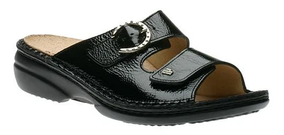 Mumbai Black Patent Leather Slide Sandal