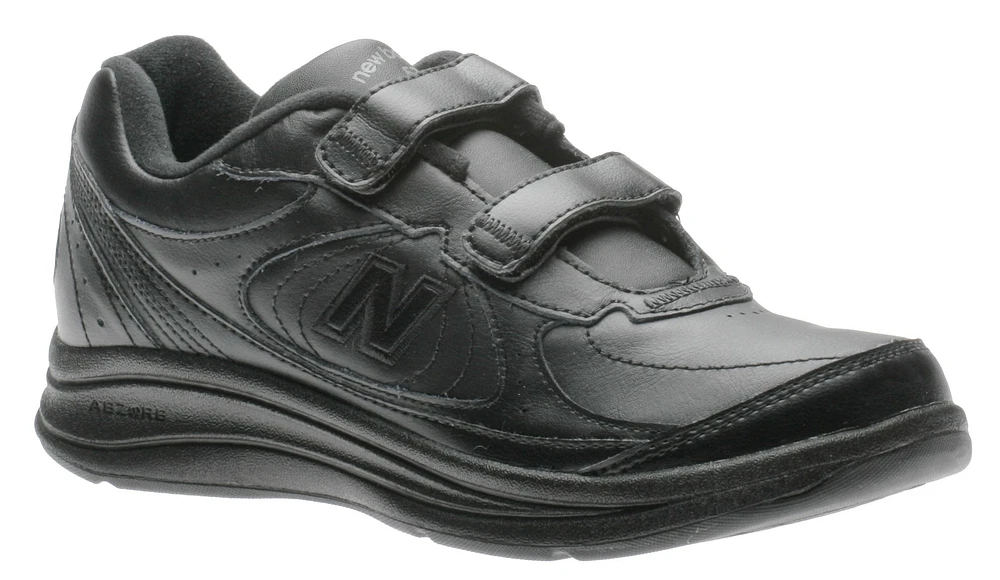 WW577VK Black Leather Velcro Walking Shoe