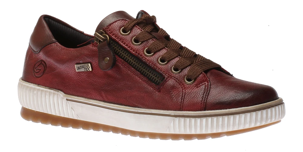 Ottawa Burgundy Leather Zipper Lace-Up Sneaker