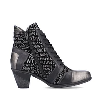 Posen Black Print Lace-Up Ankle Boot