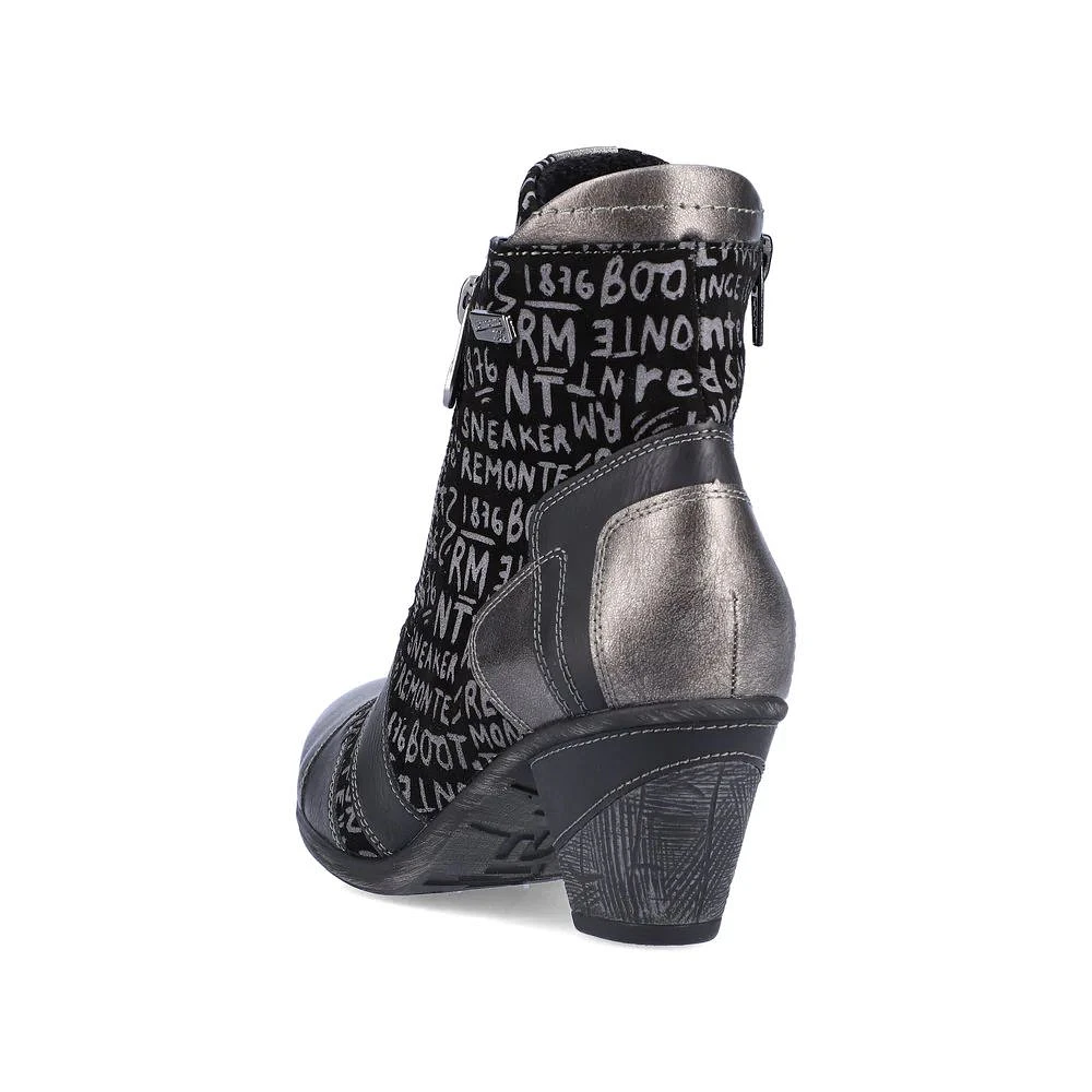 Posen Black Print Lace-Up Ankle Boot