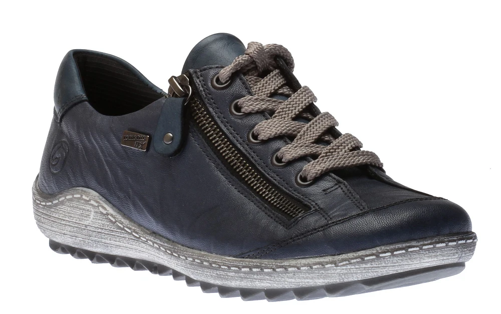 Ottawa Blue Leather Lace-Up Sneaker