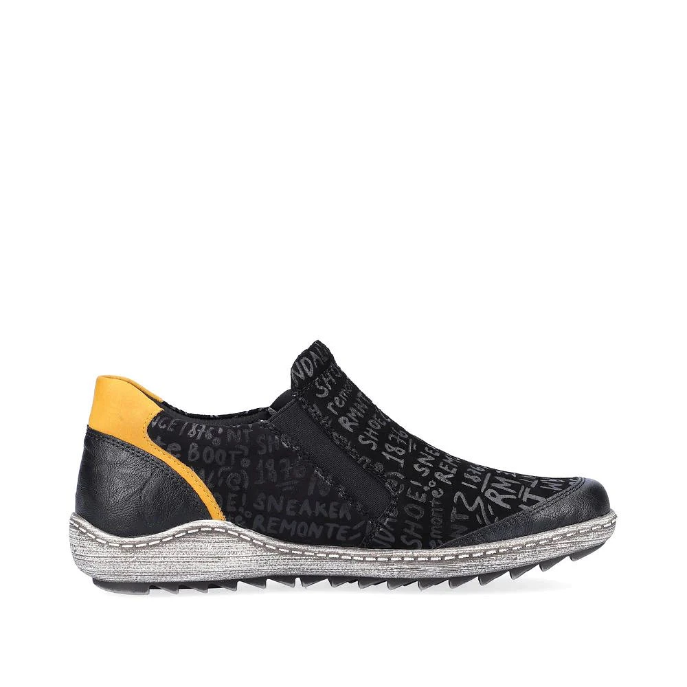 Gargano Black Yellow Print Zipper Sneaker