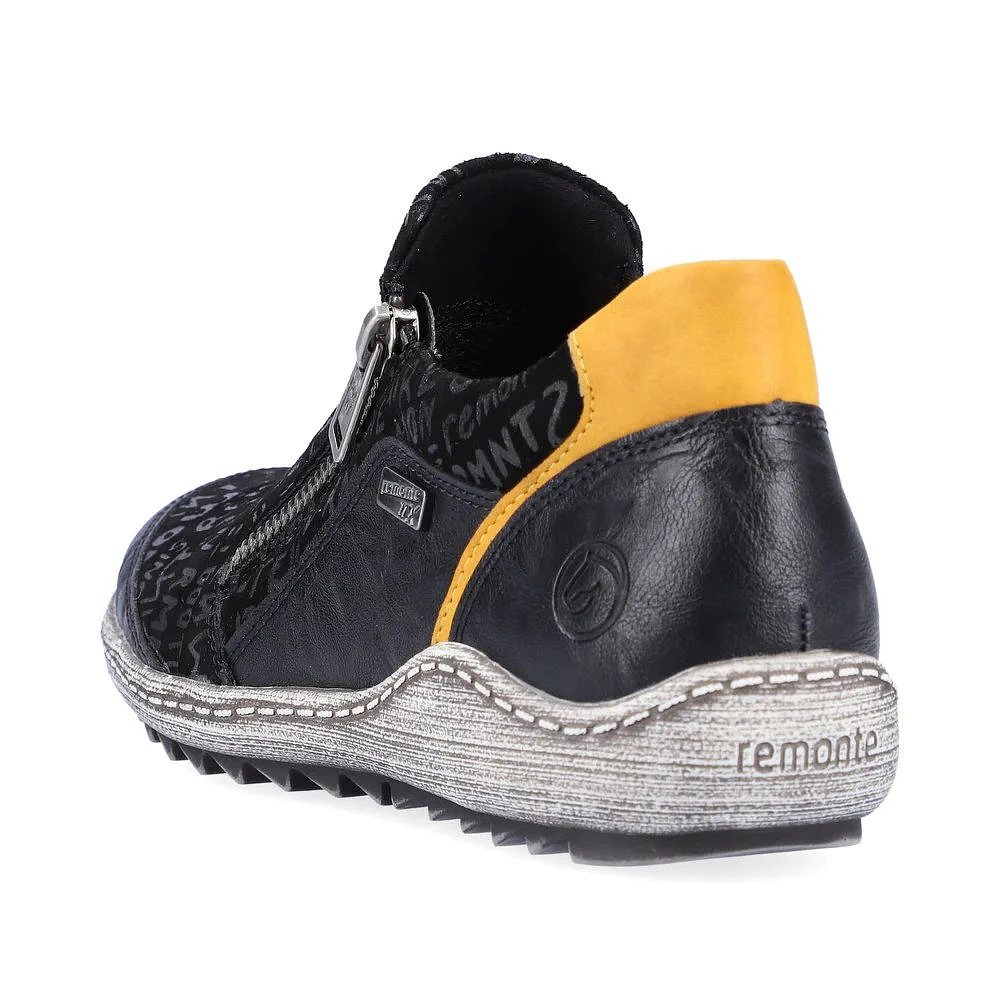 Gargano Black Yellow Print Zipper Sneaker