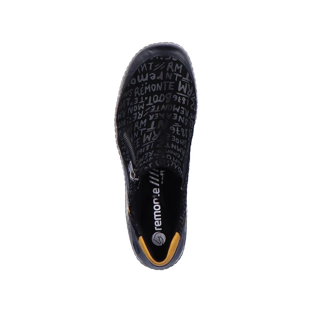 Gargano Black Yellow Print Zipper Sneaker