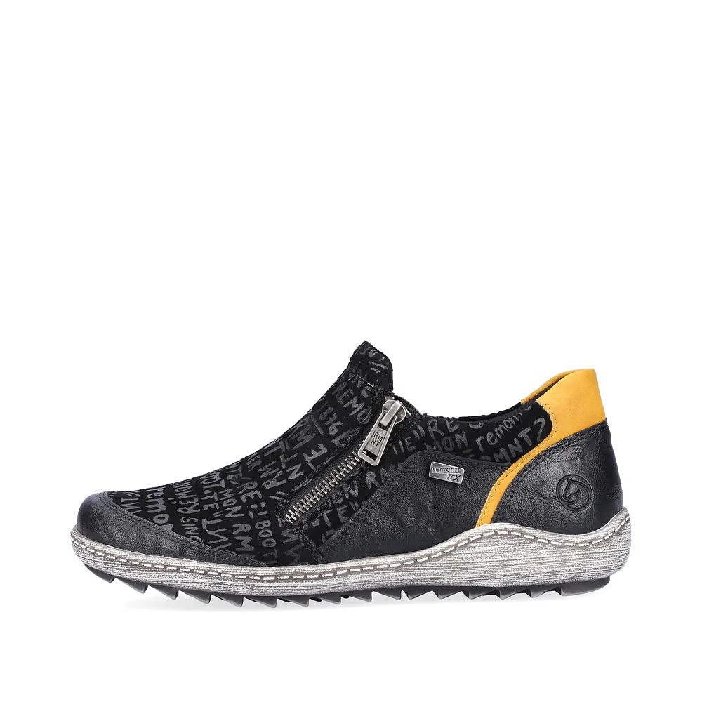 Gargano Black Yellow Print Zipper Sneaker