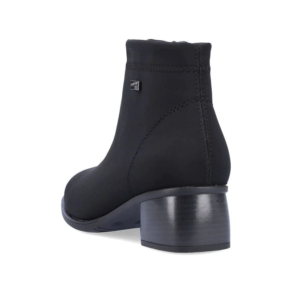 Stretch Black Zipper Water-Resistant Ankle Boot