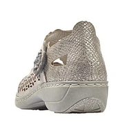 Ravenna Beige Grey Perforated Cutout Mary Jane Shoe