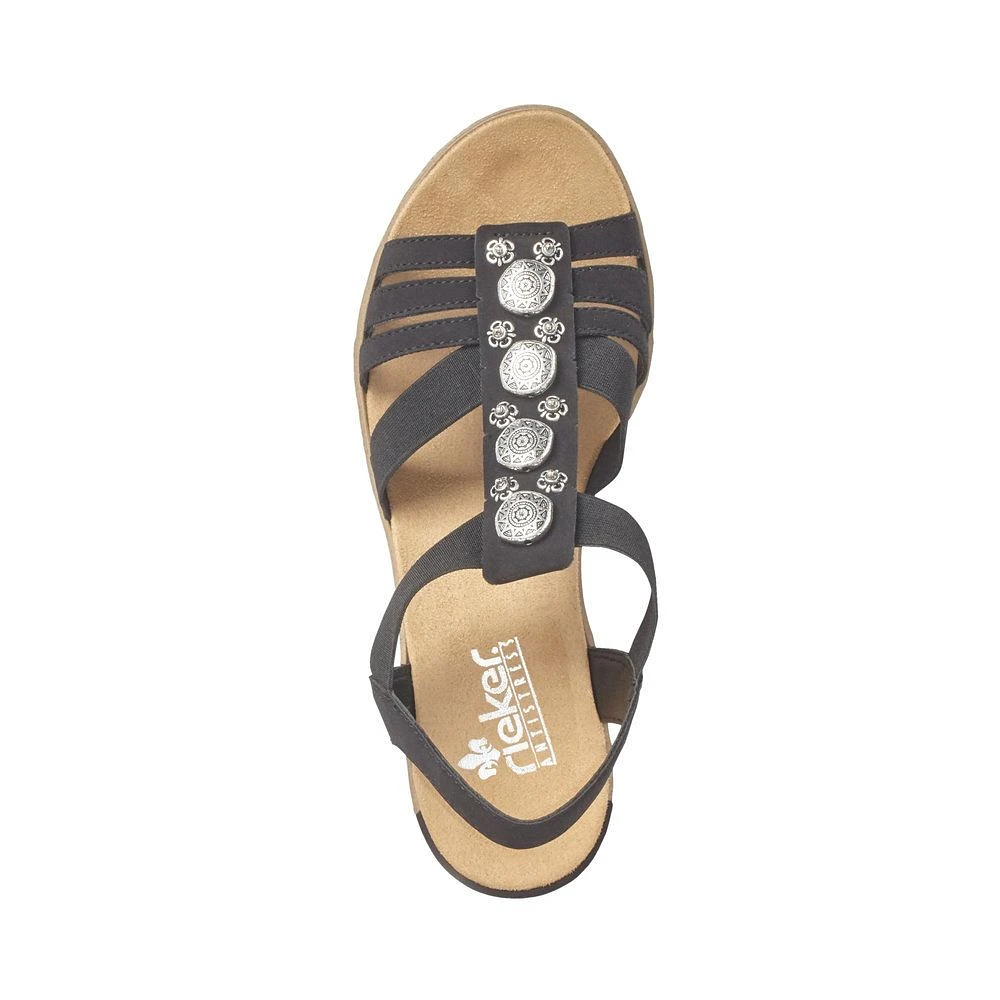 Morokko Black Medallion Wedge Sandal