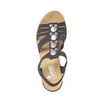 Morokko Black Medallion Wedge Sandal