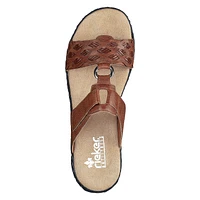 Eagle Brown Embossed Wedge Slide Sandal