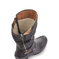 Genf Black Ruched Tall Winter Boot