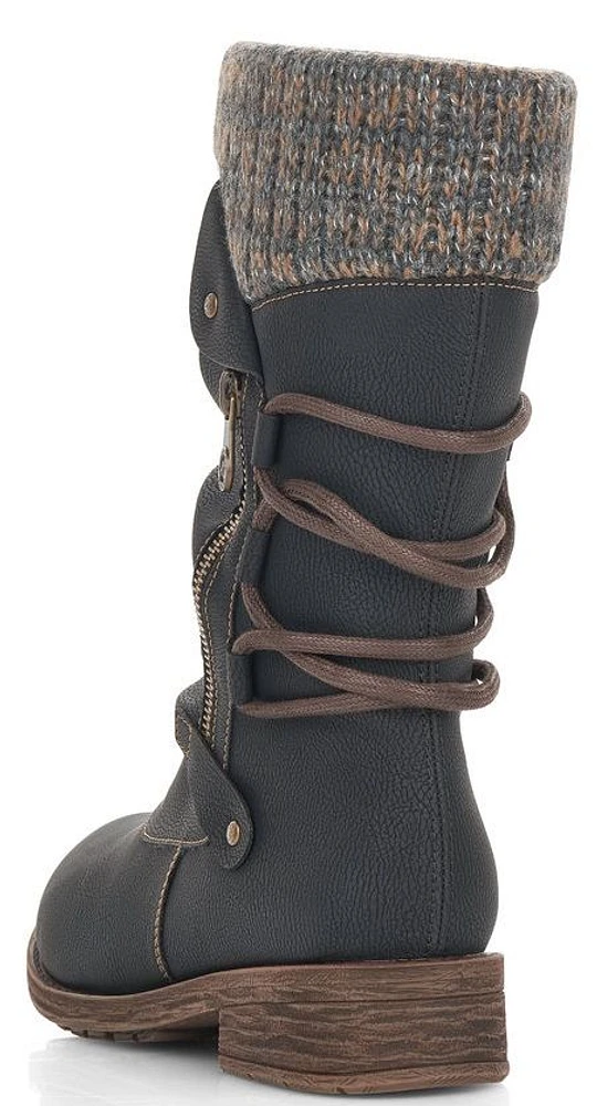 Mombasa Black Knit Mid-Height Boot