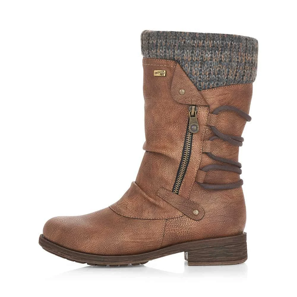 Andros Brown Knit Mid-Height Boot