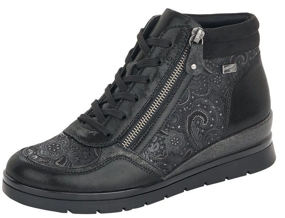 Korfu Black Paisley Wedge Ankle Boot