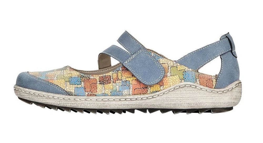 Odense Blue Multicolour Mary Jane Flat Shoe