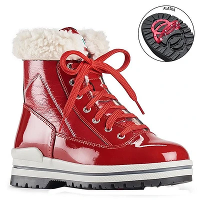 Rimini Lace-Up Red Patent Winter Ankle Boot