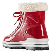 Rimini Lace-Up Red Patent Winter Ankle Boot