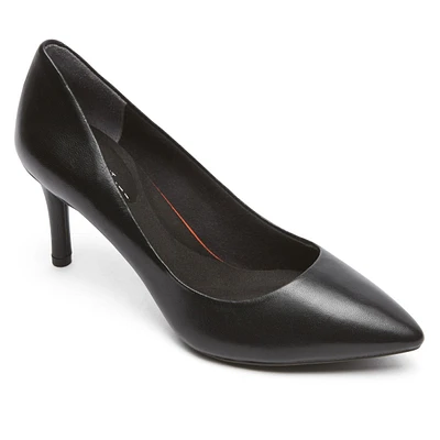 Total Motion Black Leather Pointed Toe Heel Dress Pump