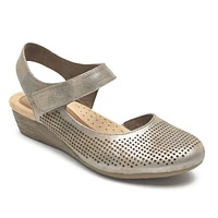 Judson Metallic Perforated Leather Wedge Sandal