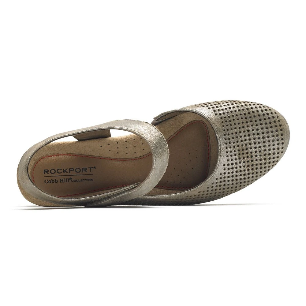 Judson Metallic Perforated Leather Wedge Sandal