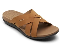 Ridge Woven Tan Brown Leather Slide Sandal