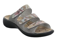 Ibiza 106 Grey Floral Print Perforated Slide Sandal